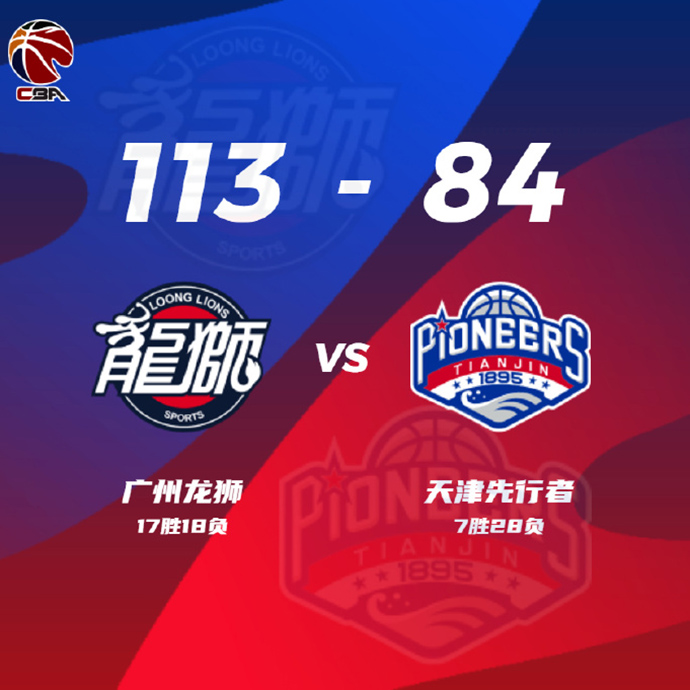廣州113-84戰勝天津 李炎哲18+5 祝銘震15分 李榮培25+10+9