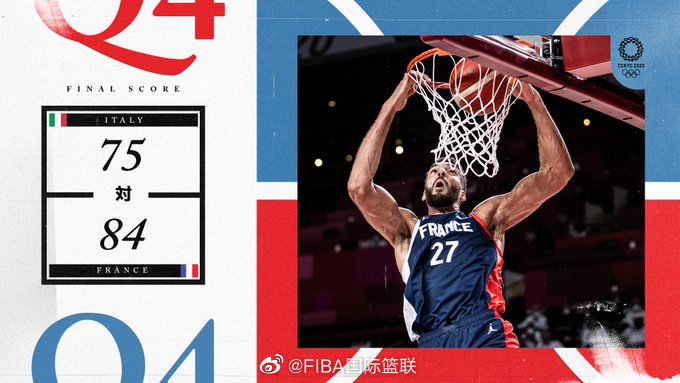 法國險84-75大勝意大利 戈貝爾22+9 富尼耶21分 加里納利21+10