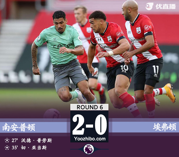 埃弗頓0-2南安普頓
