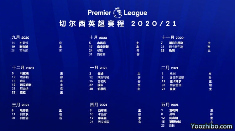 20/21賽季<a href=/zuqiubs/chelsea/ target=_blank class=infotextkey>切爾西</a>賽程表出爐