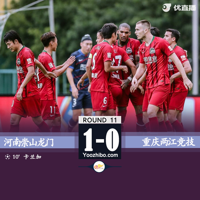 河南嵩山龍門1-0重慶 卡蘭加爆射制勝鐘晉寶、多拉多傷退