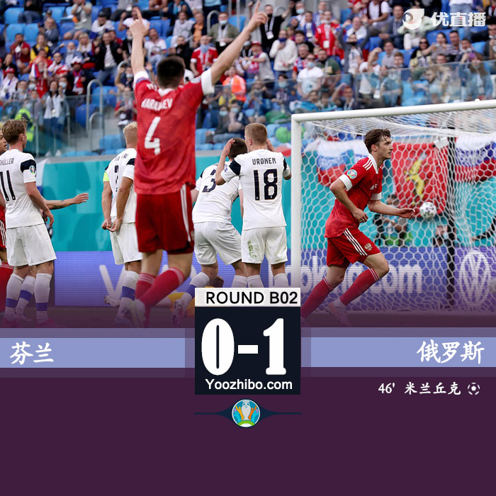 俄羅斯1-0芬蘭 久巴助攻米蘭丘克制勝球