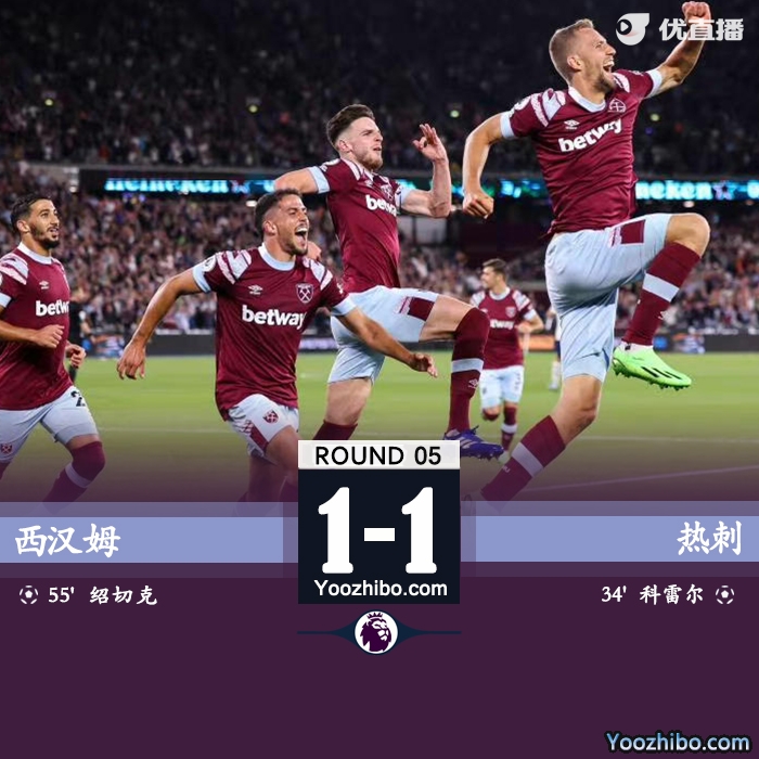 熱刺客場1-1戰平西漢姆聯
