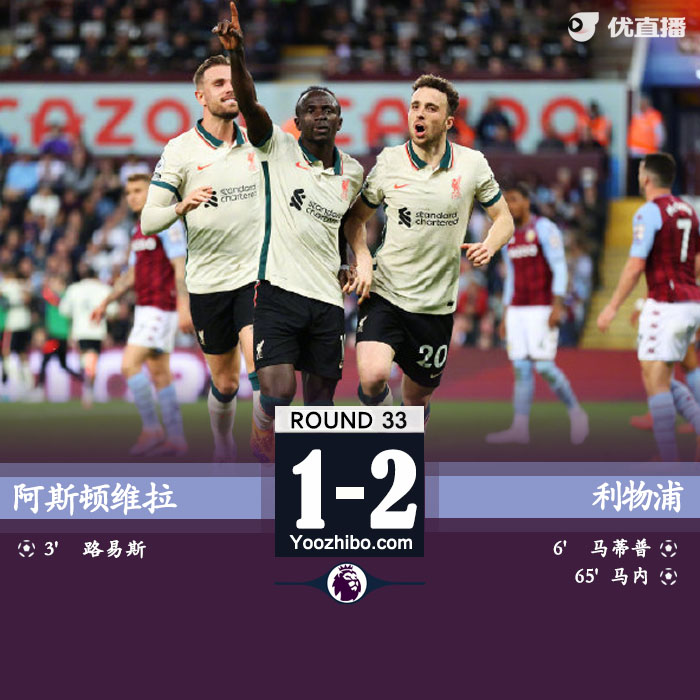 利物浦2-1擊敗維拉