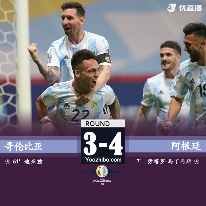 07月07日 美洲杯半決賽 哥倫比亞vs阿根廷 全場錄像及集錦